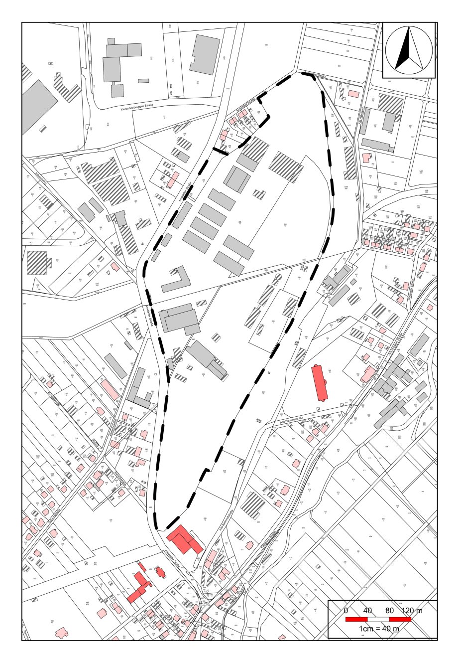 Geltungsbereich Entwurf des Bebauungsplanes Nr. 61 der Stadt Ilmenau 'Arnstädter Straße' im Ortsteil Stadt Gehren (ohne Maßstab)