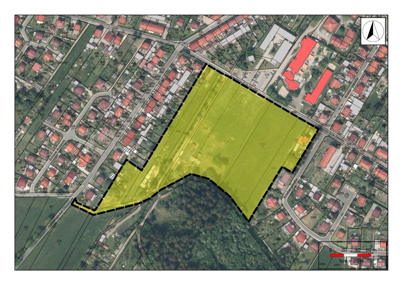 Geltungsbereich des Bebauungsplanes Nr. 60 'Am Rittersbach' im OT Stadt Langewiesen (ohne Maßstab)