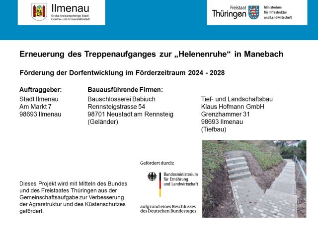 Erneuerung des Treppenaufganges zur „Helenenruhe“ in Manebach